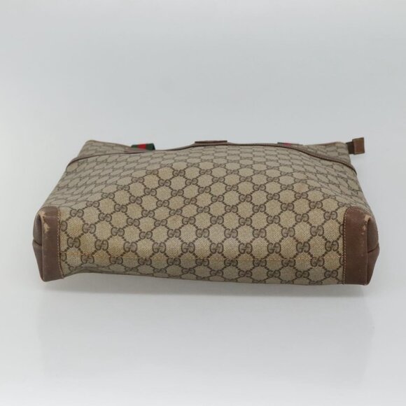 GUCCI GG Supreme Web Sherry Line Tote Bag PVC Beige Green Red Auth BA943 - Picture 6 of 16